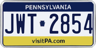PA license plate JWT2854