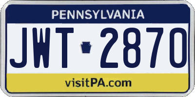 PA license plate JWT2870