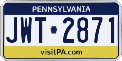 PA license plate JWT2871