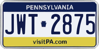 PA license plate JWT2875