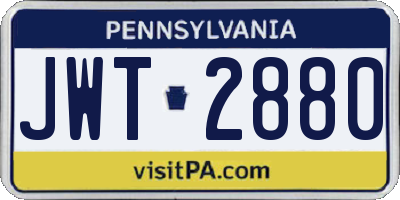PA license plate JWT2880