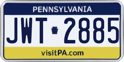 PA license plate JWT2885