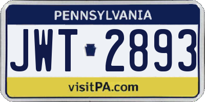 PA license plate JWT2893