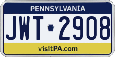 PA license plate JWT2908