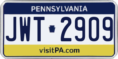 PA license plate JWT2909