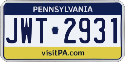 PA license plate JWT2931
