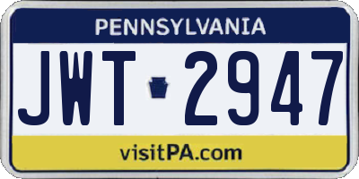 PA license plate JWT2947