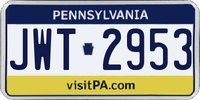 PA license plate JWT2953
