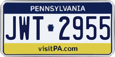 PA license plate JWT2955