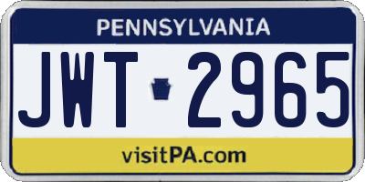 PA license plate JWT2965