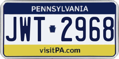 PA license plate JWT2968