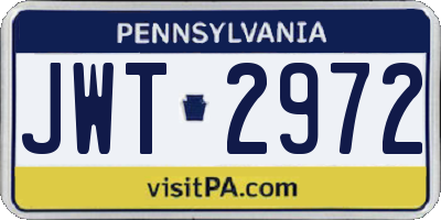PA license plate JWT2972