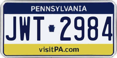 PA license plate JWT2984