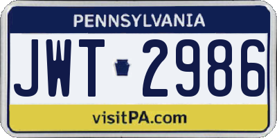 PA license plate JWT2986