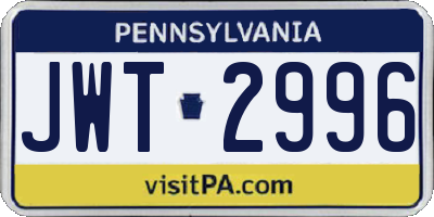 PA license plate JWT2996