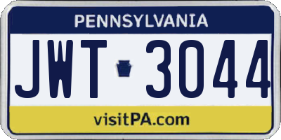 PA license plate JWT3044