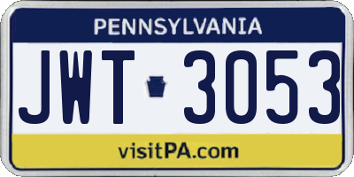PA license plate JWT3053