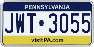 PA license plate JWT3055