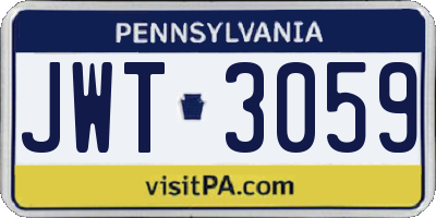 PA license plate JWT3059