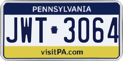 PA license plate JWT3064