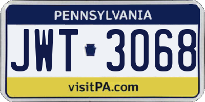 PA license plate JWT3068