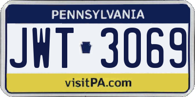 PA license plate JWT3069