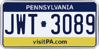 PA license plate JWT3089