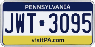PA license plate JWT3095