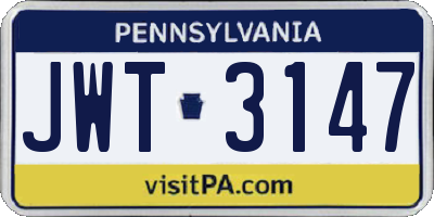 PA license plate JWT3147