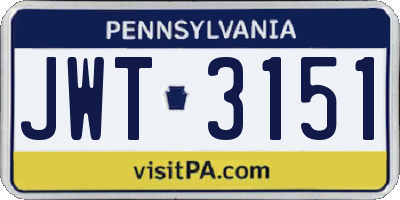 PA license plate JWT3151