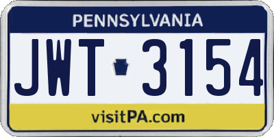 PA license plate JWT3154