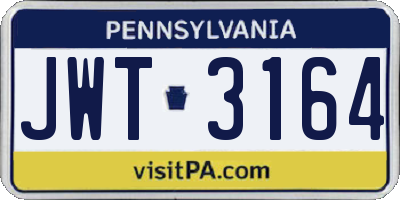 PA license plate JWT3164