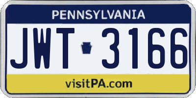 PA license plate JWT3166