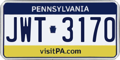 PA license plate JWT3170