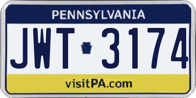 PA license plate JWT3174