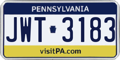 PA license plate JWT3183