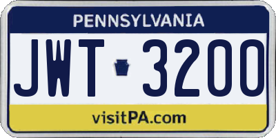 PA license plate JWT3200