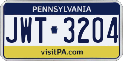 PA license plate JWT3204