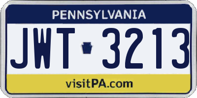 PA license plate JWT3213