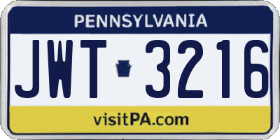 PA license plate JWT3216