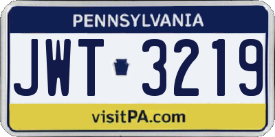 PA license plate JWT3219