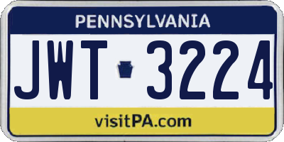 PA license plate JWT3224