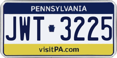 PA license plate JWT3225