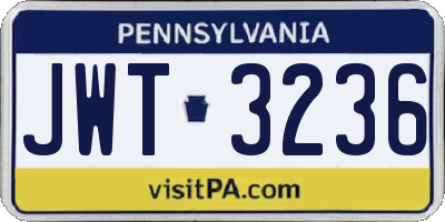 PA license plate JWT3236