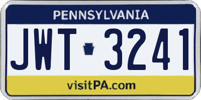 PA license plate JWT3241