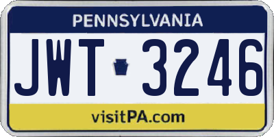 PA license plate JWT3246