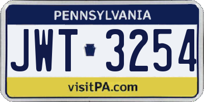 PA license plate JWT3254