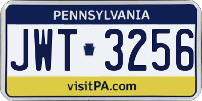 PA license plate JWT3256