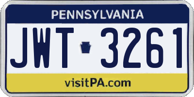 PA license plate JWT3261
