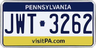 PA license plate JWT3262